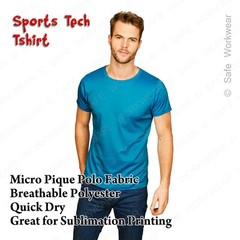 Sports Tech Tshirt – Breathable Quick Dry – Micro Pique Polo Sublimation Fabric