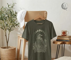 Raven Moon Phases Shirt, Gothic Crow T-Shirt, Dark Academia Celestial shirt
