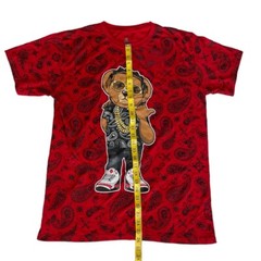 Men’s Large Shirt Short Sleeve Red Bandana Streetwear Urban Tee Y3K Casual Trend