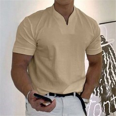 Men Sports Short Sleeve Solid Loose Casual Linen Shirts Shirt Blouse Tops Summer