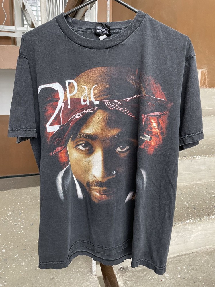 Rap Tees 2Pac Tupac T-Shirt REMAKE tee Black tee Charcoal tee 90s NH14363
