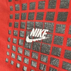 Vtg Nike Shirt Mens L Red Double Sided Spellout Logo T-Shirt Silver Tag Y2K