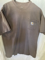 Lot of 2 Carhartt K87 Heavyweight Cotton Pocket T-Shirts Men’s L Sand & Charcoal