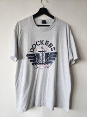 Vintage Dockers Levis Shirt Mens Extra Large Gray Graphic Tee Winged Anchor 90s