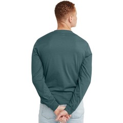 Hanes Originals Men’s Cotton Long Sleeve Henley T-shirt Cactus Green-Small