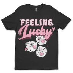 DTF Feeling Lucky/ Custom Unisex Soft Style T-Shirts, Next Level- Cotton
