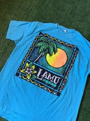 Vintage 90s LAMU ISLAND KENYA SUNSET T-Shirt XL Surfer Surf Wear Beach Tee