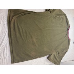 Tommy Hilfiger Mens XL T-Shirt Olive Green Ribbed Striped Collar Flag Logo Tee