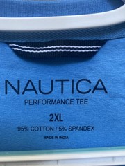 NEW Nautica Performance Mens Blue T-Shirt 2XL V Neck Short Sleeve NWT $44.50