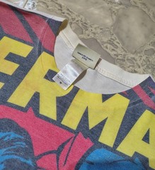Vintage DC Comics White Superman T Shirt Medium Big Graphic Front Hit Crew Neck