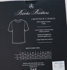 Brooks Brothers 1818 Men’s Crewneck Cotton Undershirt Black w/ logo 3pcs/Pack