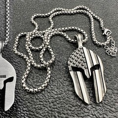 Gift Set for Men American Spartan Workout Gym Shirt with Spartan Warrior Pendant
