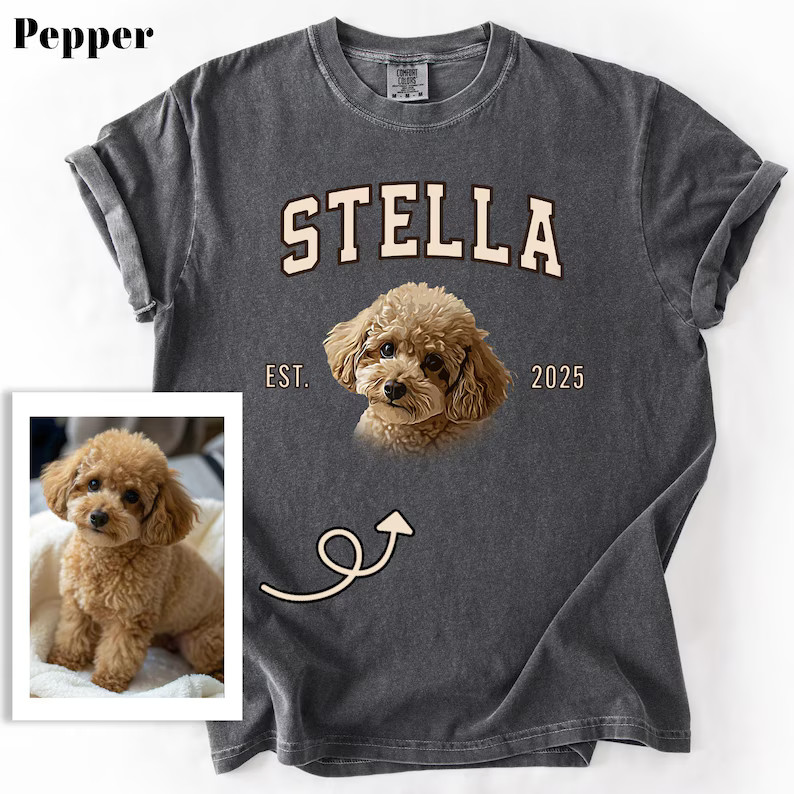 Custom Dog Face Comfort Tee Shirt Personalized Pet Portrait Gift T-