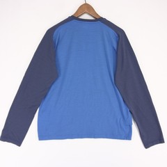 Icebreaker Superfinelite Shirt Mens L Blue Colorblock Raglan Long Sleeve Merino