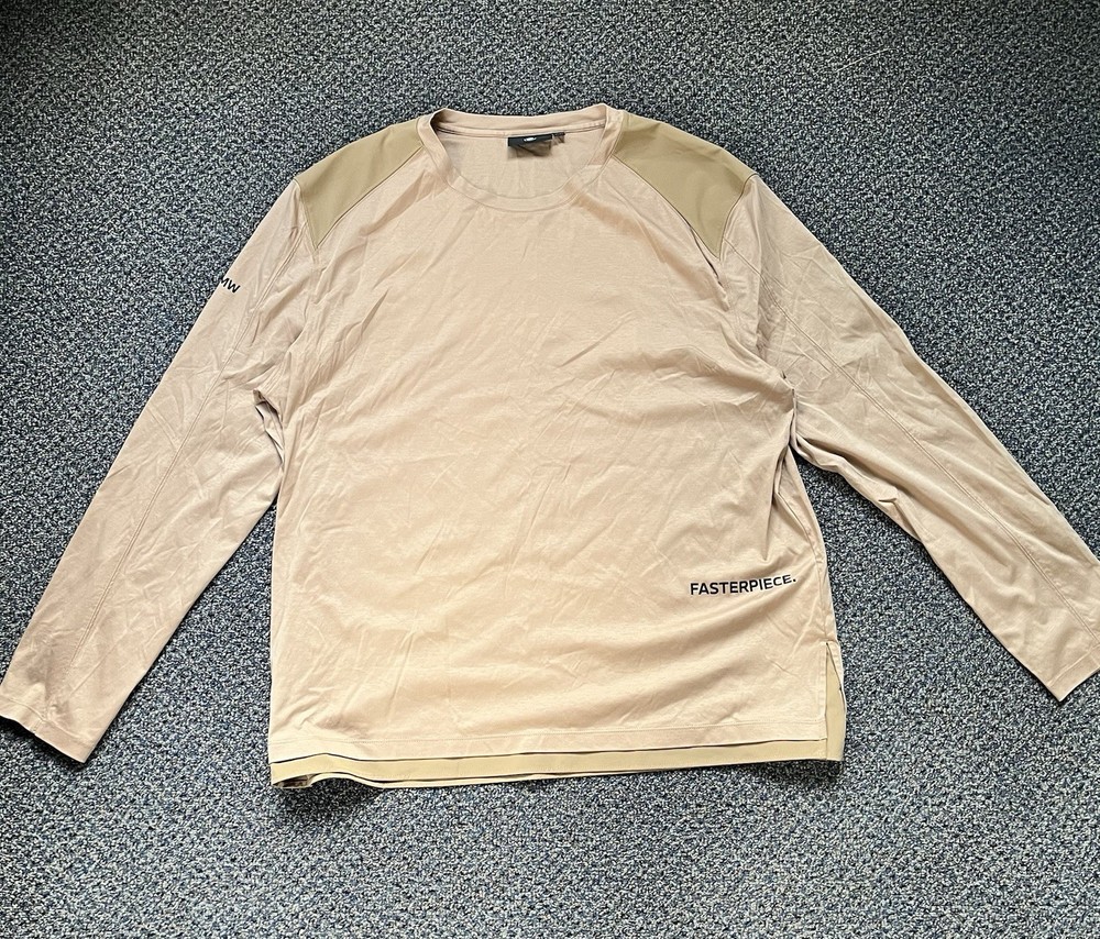 BMW Fasterpiece Men’s Long Sleeve Beige Padded Shoulder Lightweight Shirt