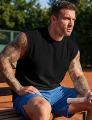 Mens Tank Tops Textured Sleeveless Streetwear T Shirts Workout Muscle Gym Shi…