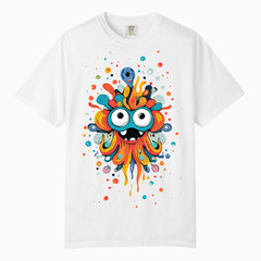 Floral Monster Mask Abstract Art TShirts, Comfort Color, Unisex Streetwear Tee