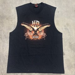 Vintage Harley Davidson Eagle Patriotic Tank Top Mens L Omaha, Nebraska Grunge