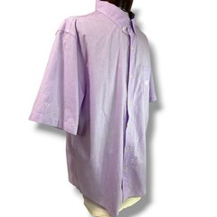 Size XXL Chaps Mens Easy Care Button Down Short Sleeve Orchid Plaid Shirt