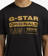 Mens G-STAR ORIGINALS RAW DENIM Graphic Tee BLACK T-Shirt XXL 100% Cotton *3F