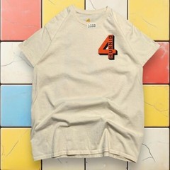4Hunnid YG Shadow Logo Graphic Shirt Y2K Men M Cream Short Sleeve Crewneck Tee