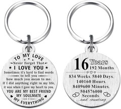 16th Anniversary Keychain Gifts Steel Engraved 16 Year Anniversary Decoration…