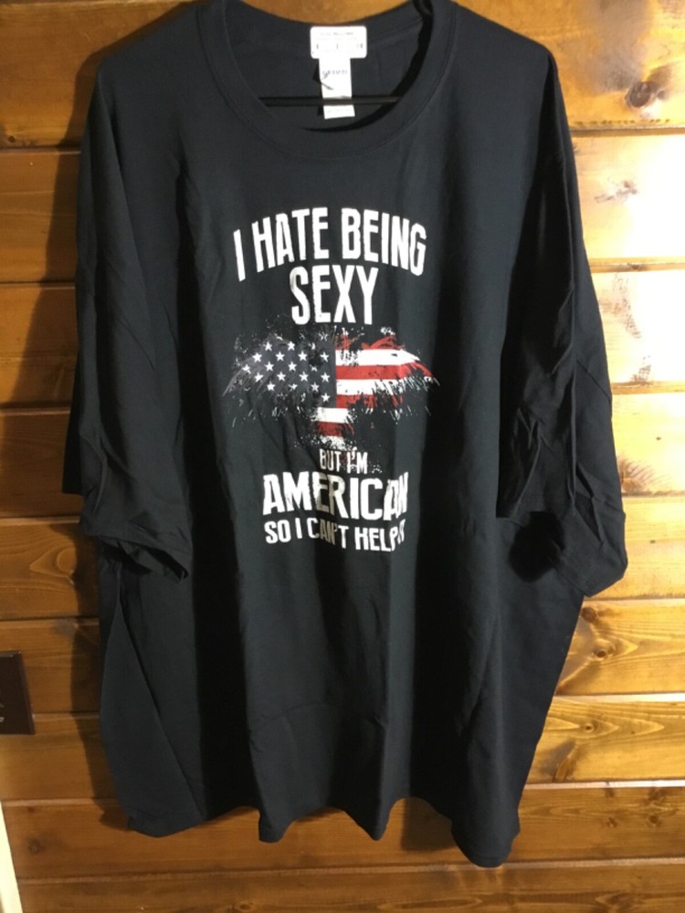I Hate Being Sexy But I’m American So Black Gildan Heavy Cotton 5XL T-shirt NWOT