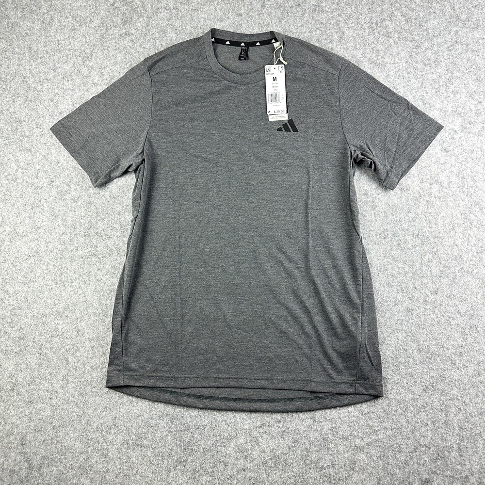 Adidas Shirt Mens M Charcoal Performance Tee Outdoor Active Sports S/S Crew NEW