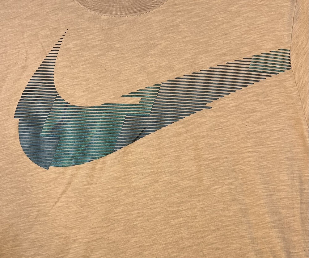 The Nike Tee Dri-Fit T-Shirt Purple & Blue Foil Swoosh on Gray Size Large L