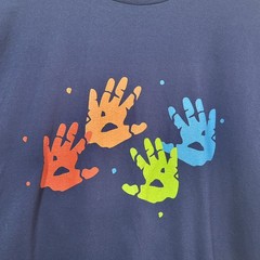 Port & Company Navy Blue Handprint Graphic Tee Shirt Large Ring Spun Cotton