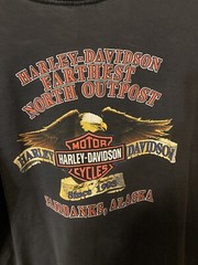 Rare Harley Davidson Mens Sz XL FAIRBANKS ALASKA OUTPOST Wolf DOUBLE SIDED