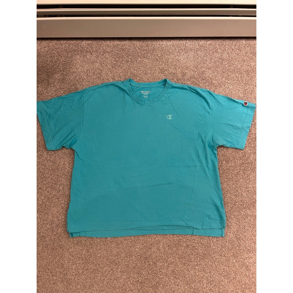 Champion T-Shirt Mens XXL Teal Blue Excellent Short Sleeve Athletic Crew Neck