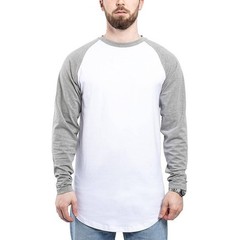 Royal Avalon Sport Mens XL Baseball White Gray Raglan Long Sleeve Cotton Shirt