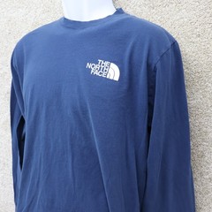 The North Face Mens Medium Long Sleeve Logo Tee Blue (see photo for flaw)