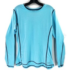 Orvis Shirt Men Large Long Sleeve Pullover Blue Lite Weight