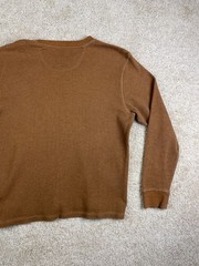 Members Mark T-Shirt Mens Large Ribbed V-Notch Thermal Waffle Knit Brown