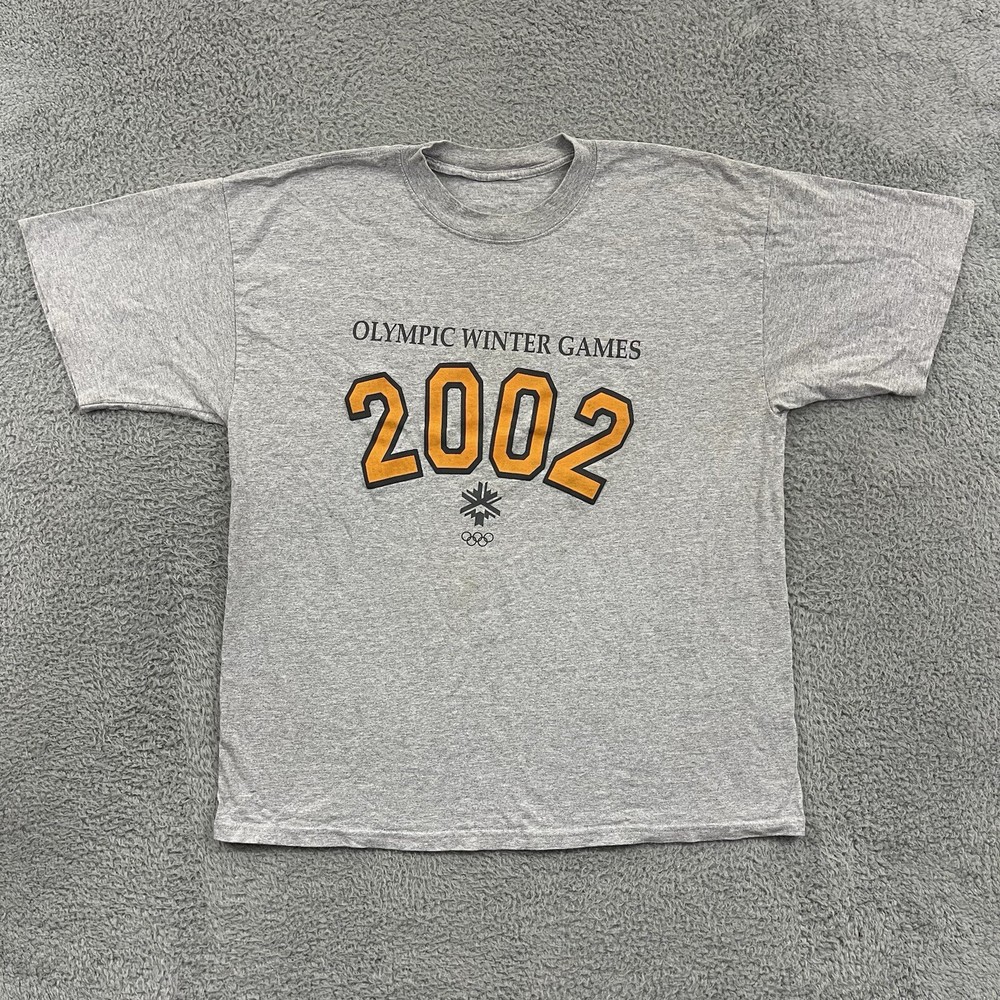 Vintage Salt Lake City Olympics T-Shirt Adult XL Gray Short Sleeve Sports Y2K