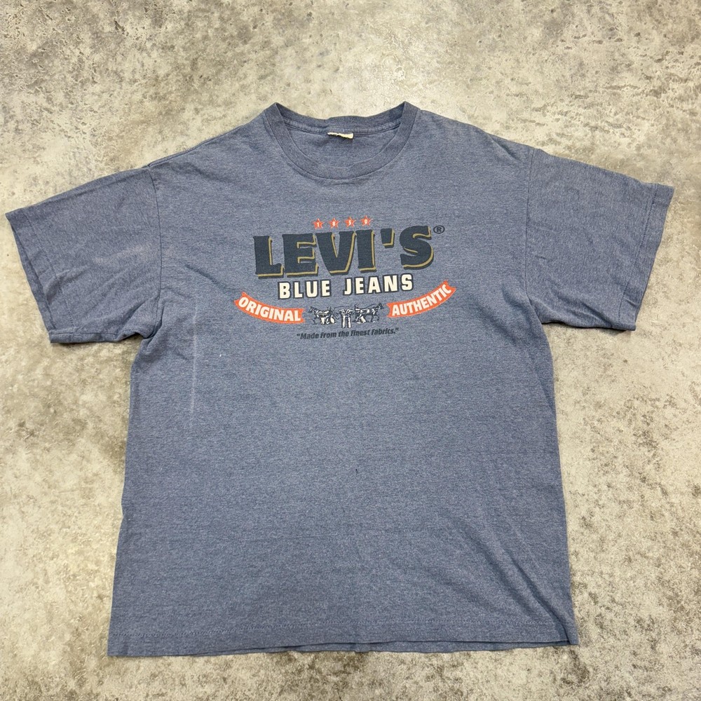 Levis Shirt Mens Extra Large Blue Graphic Tee Original Authentic Blue Jeans Logo