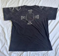 Black Skull Graphic Print Crew Neck Short Sleeve T-Shirt Unisex One Size
