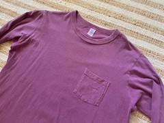 Velva Sheen Long Sleeve Pocket Tee Large Garment Dyed Plum
