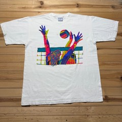 Vintage 90s Volleyball Pop Art Beach Sports Athletics Graphic T-Shirt USA – XL