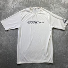 O’Neill UV Protection Rash Guard Men’s Medium White Surf Swim Shirt 50+ UPF Slim