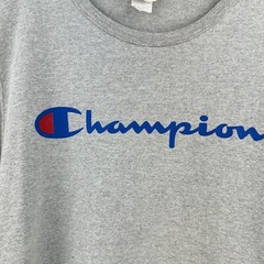 Vintage Champion TShirt Mens XL Gray Blue Basic Logo Streetwear Y2K Gorpcore