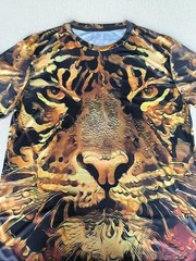T Shirt Gold Yellow Tiger Head Novelty Fashion Tee Short Sleeve Men Stylish Soft
