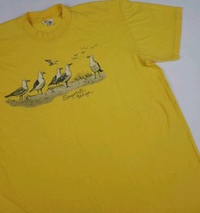 Vintage 80s Saugatuck Michigan Seagull Birds Art Print T Shirt USA Nature Animal