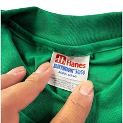 Hanes Heavyweight 50/50 Blank Green T Shirt Adult Large Single Stitch Cotton Tee