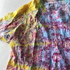 Hanes Red Yellow Blue Tie Dye Hippie T-Shirt Hand Dyed Sz L A3531