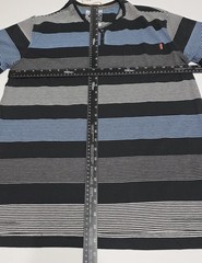 One90One Men’s Striped Henley T Shirt Blue Black Gray XXL Casual Short Sleeve