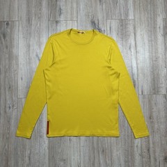 Prada Red Tab Long Sleeve T-shirt Yellow Mens Size S