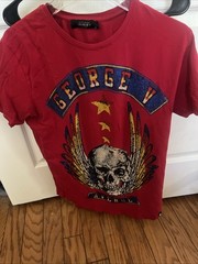 Avenue George V Paris Men’s Short Sleeve Red T-shirt Skull rhinestone M